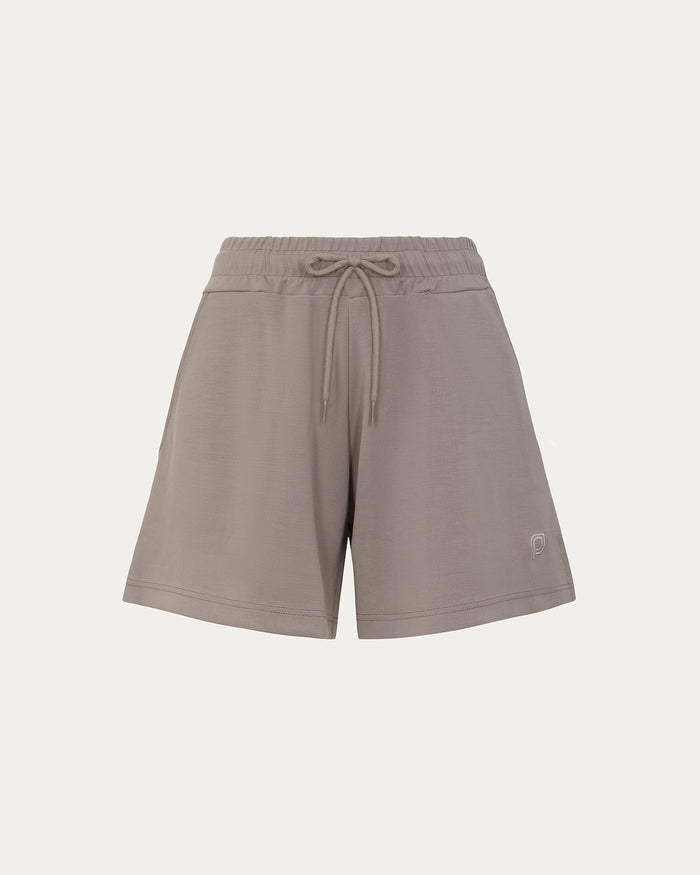 Shorts larghi donna grigio tortora