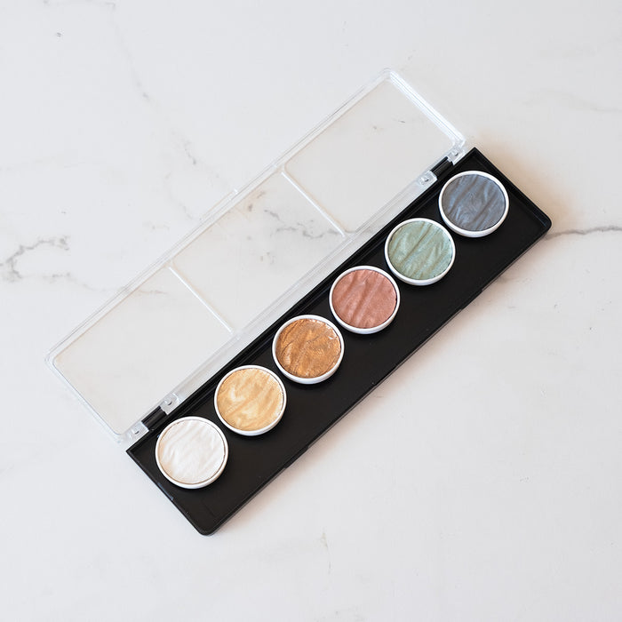 Silk Metallic Fintec Ink Palette for use with calligraphy and dip pens