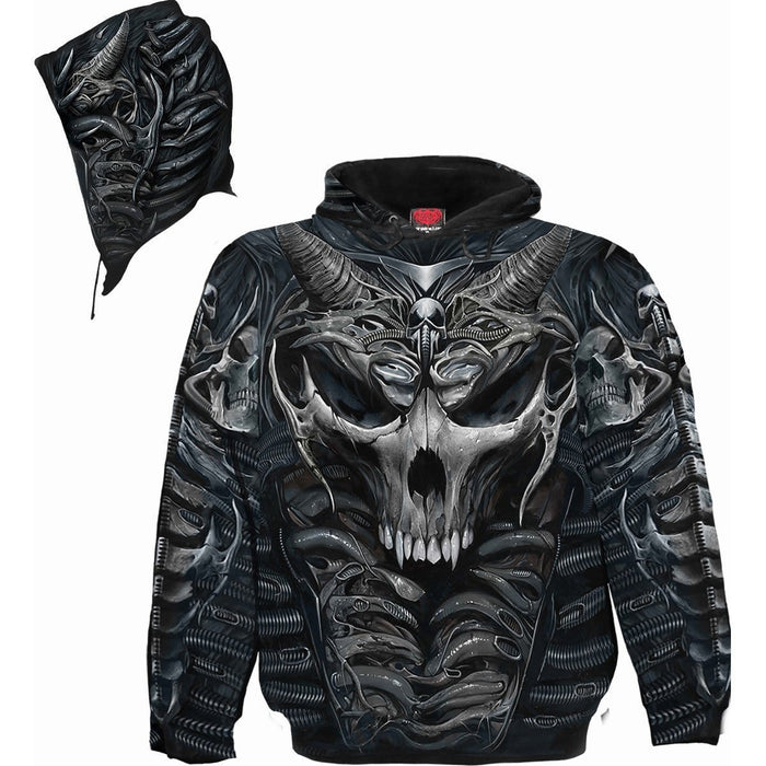 SKULL ARMOUR - Allover Hoody Black Spiral USA