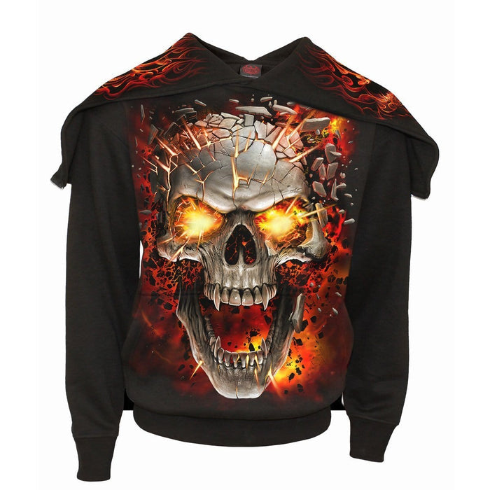 SKULL BLAST - Split Zip Hoody Black Spiral USA
