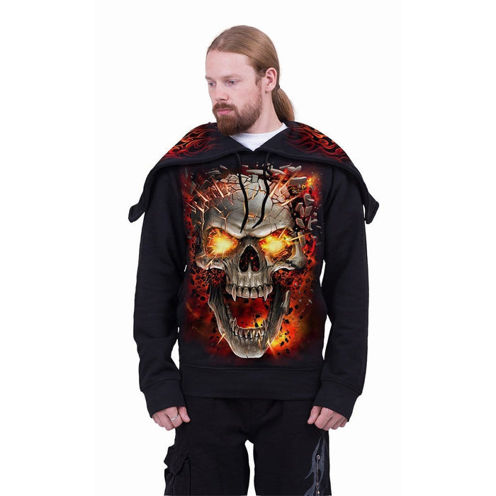 SKULL BLAST - Split Zip Hoody Black Spiral USA