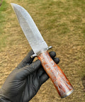 Skull Handle-Handmade Damascus Hunting Camping Knife cskforged