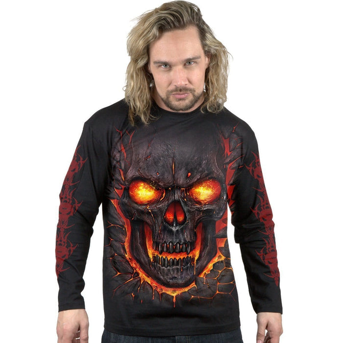 SKULL LAVA - Longsleeve T-Shirt Black Spiral USA