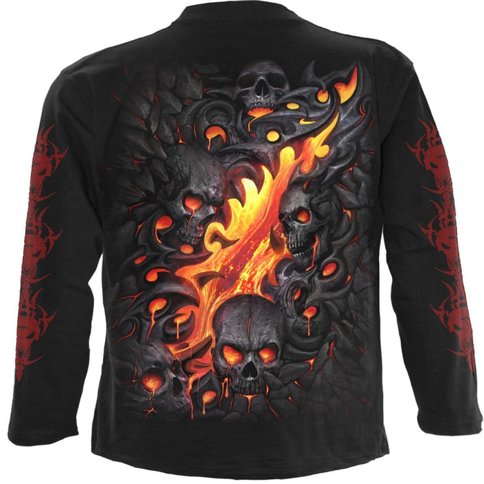 SKULL LAVA - Longsleeve T-Shirt Black Spiral USA