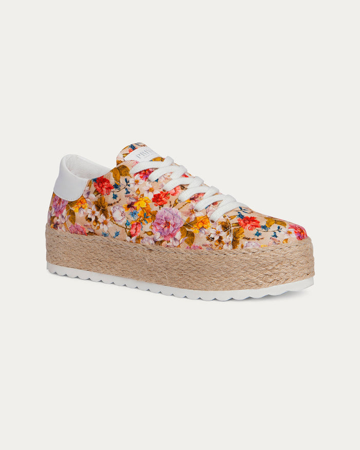 Sneakers con zeppa Gianna floreale, vegane ecologiche