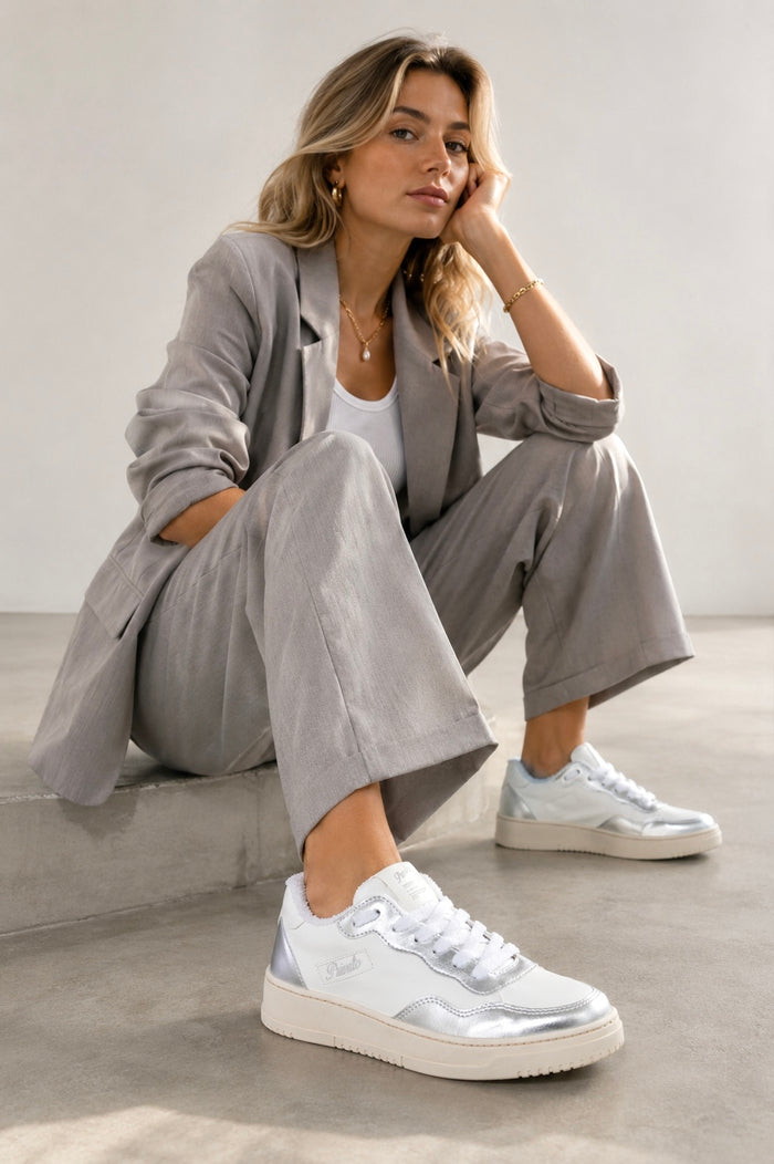 Sneakers Lauren bianco argento, vegane ecologiche