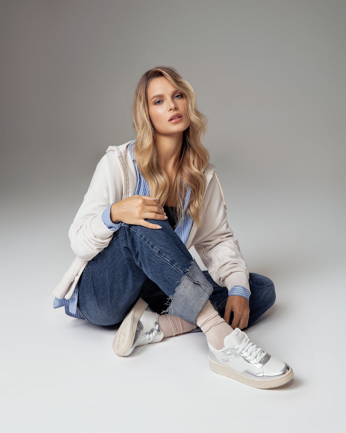 Sneakers Lauren bianco argento, vegane ecologiche