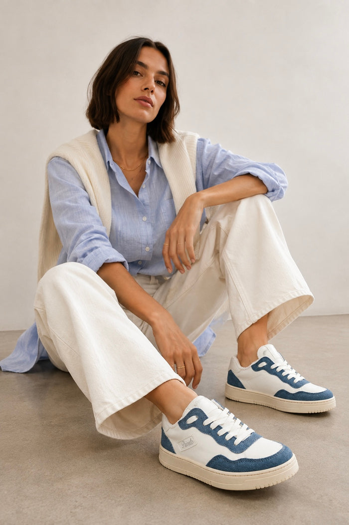 Sneakers Lauren bianco jeans, vegane ecologiche