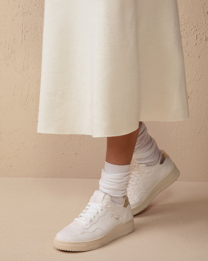 Sneakers Lauren bianco oro vintage, vegane ecologiche