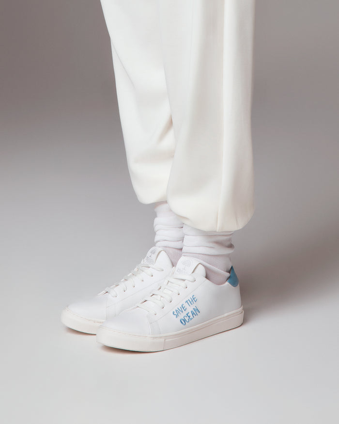 Sneakers Save the ocean bianco celeste, vegane ecologiche
