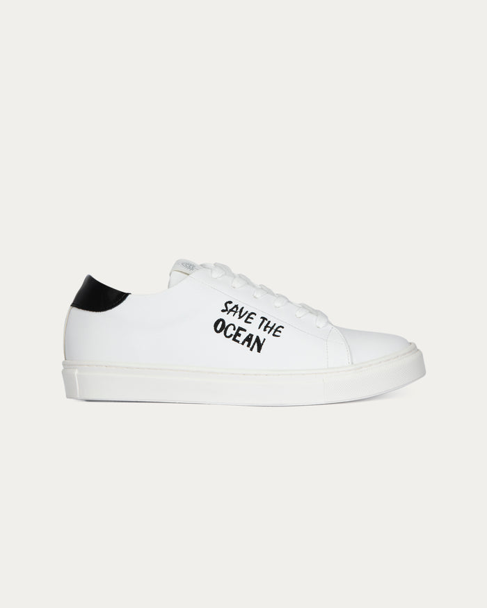 Sneakers Save the ocean bianco nero, vegane ecologiche
