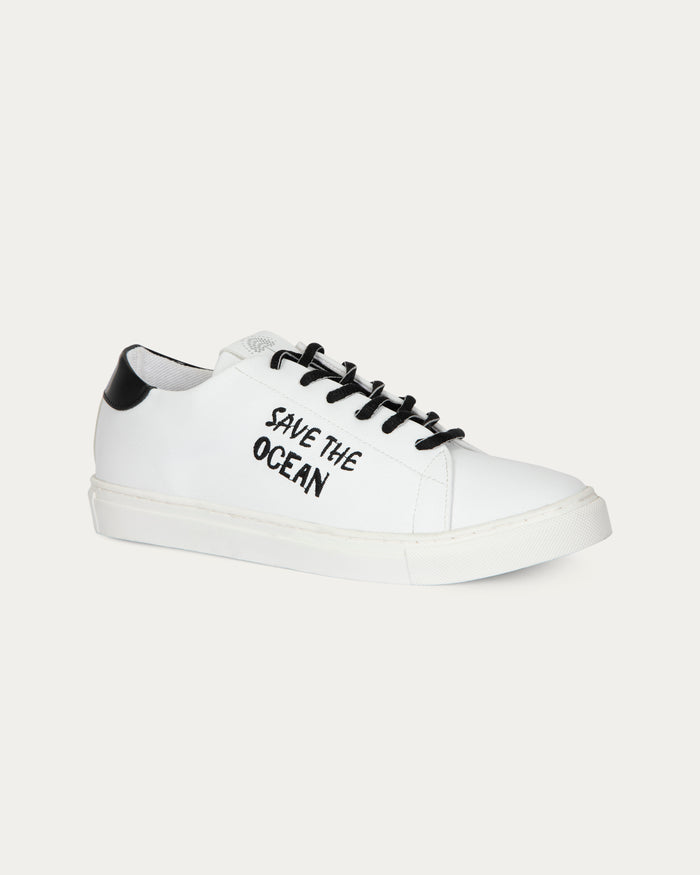 Sneakers Save the ocean bianco nero, vegane ecologiche