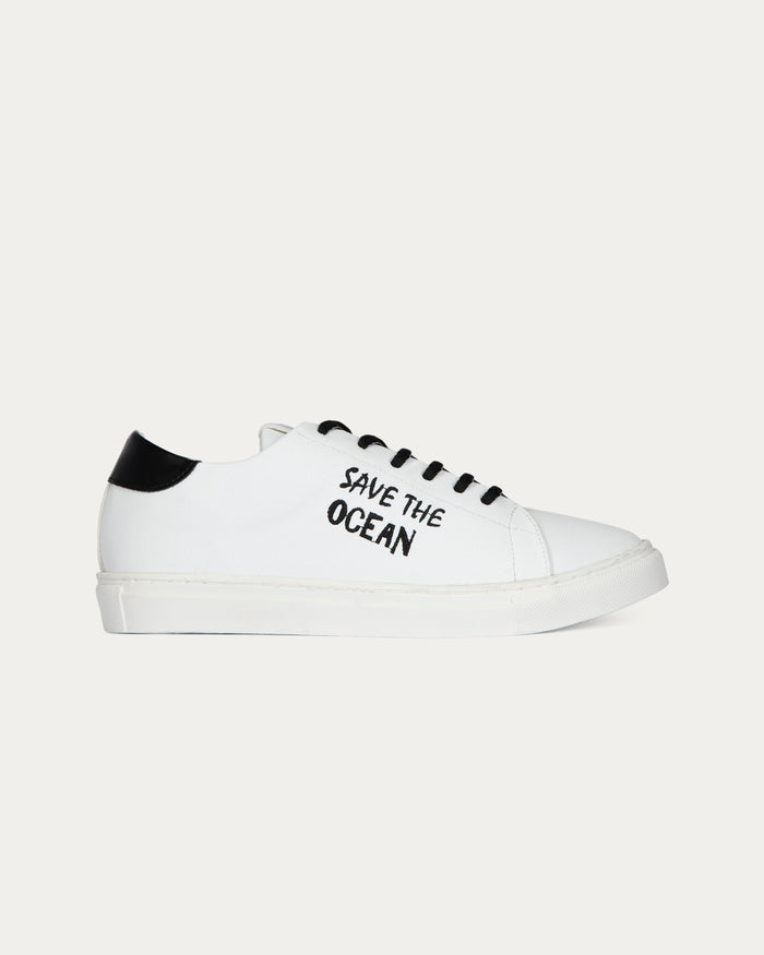 Sneakers Save the ocean bianco nero, vegane ecologiche