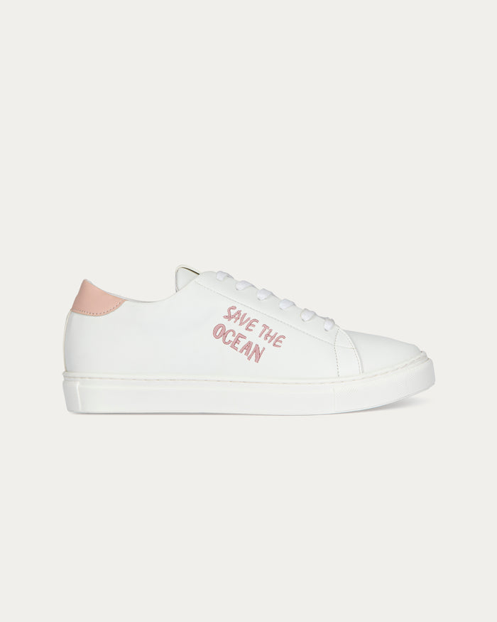 Sneakers Save the ocean bianco rosa, vegane ecologiche