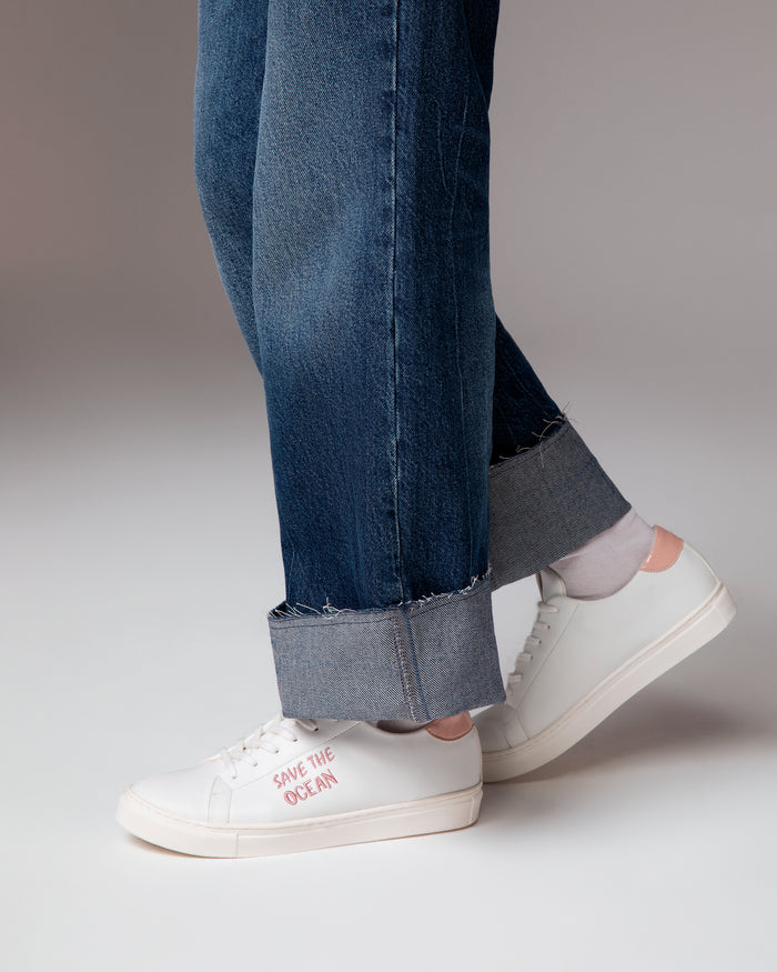 Sneakers Save the ocean bianco rosa, vegane ecologiche