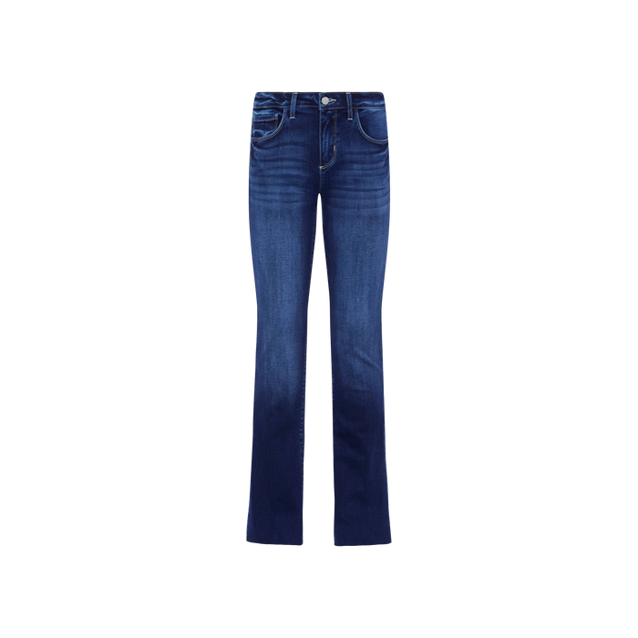 A pair of Sneeki Low-Rise Straight-Leg Jeans in a dark wash, featuring a low-rise fit, five-pocket design, subtle fading on the thighs, and displayed against a plain white background.