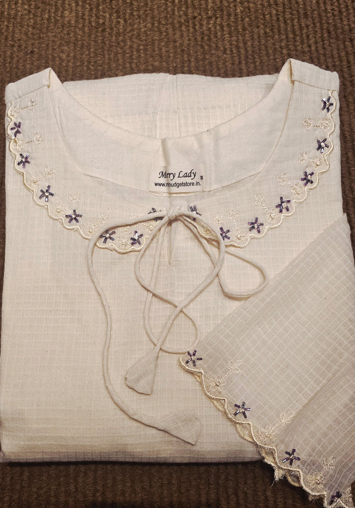 Soft cotton kota checks kurti/ dress with scalloped and handworked peterpan collar MBS-690 ** Ready to dispatch**