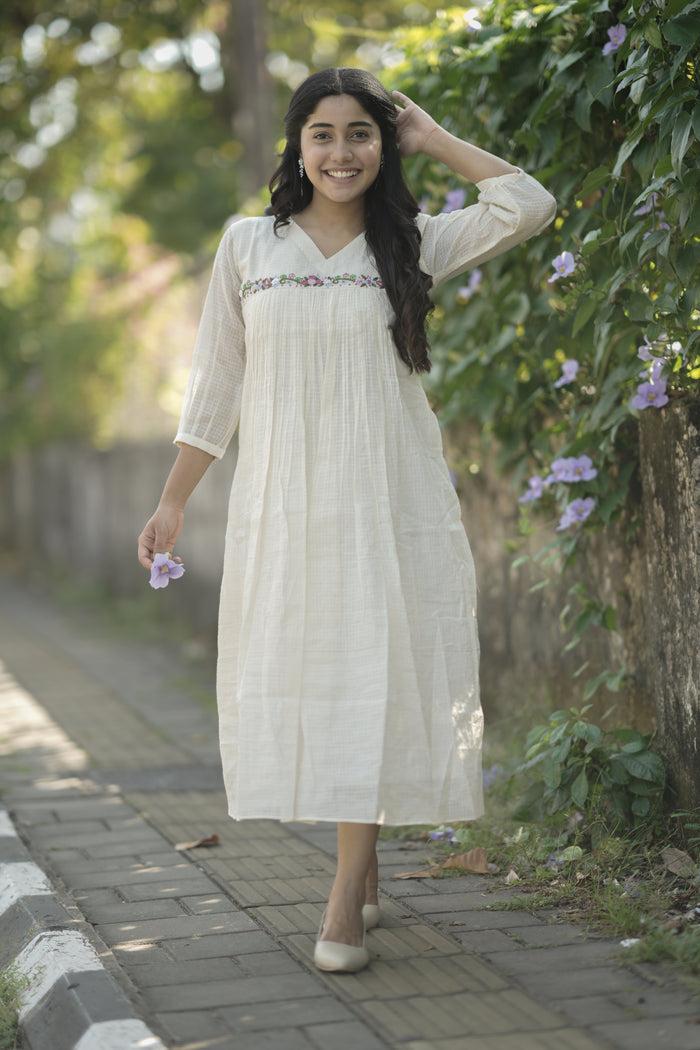 Soft cotton kota checks kurti with multi colour thread worked yoke MBS-692 ** Ready to dispatch**