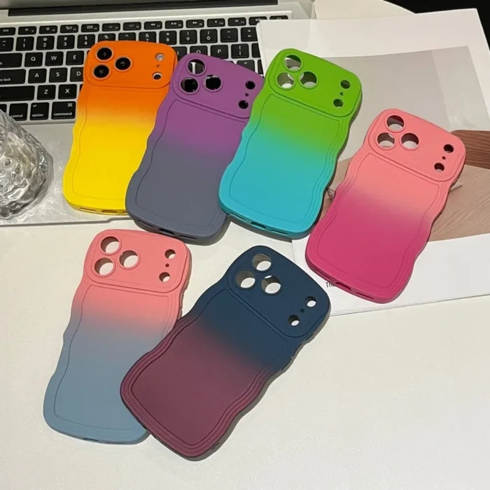 Soft Silicone Gradient Color Wave Phone Case For iPhone PhoneShells