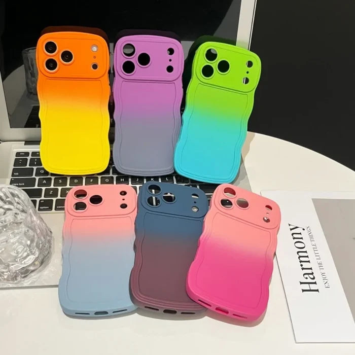 Soft Silicone Gradient Color Wave Phone Case For iPhone PhoneShells