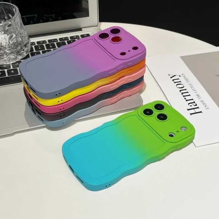 Soft Silicone Gradient Color Wave Phone Case For iPhone PhoneShells