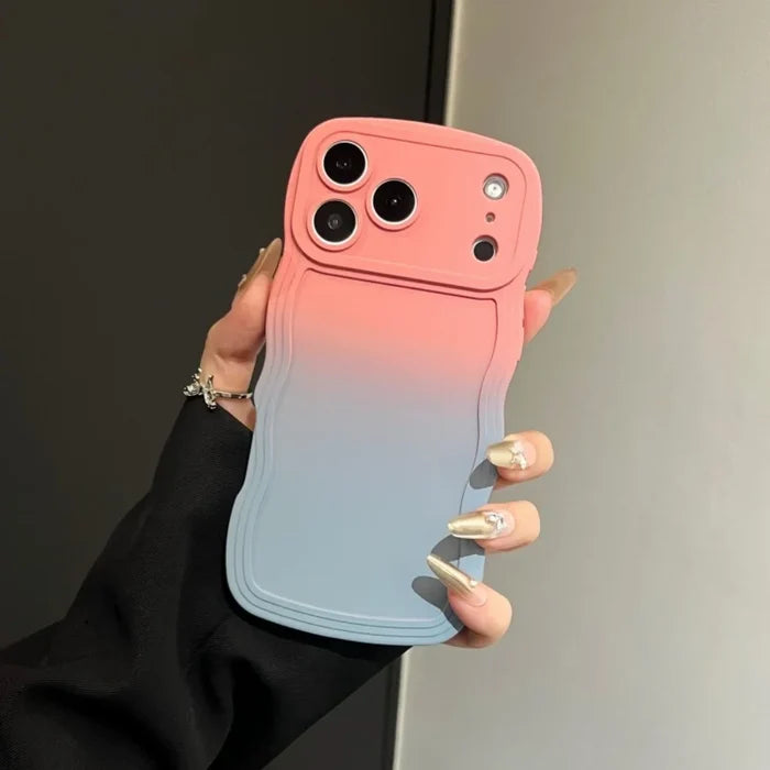 Soft Silicone Gradient Color Wave Phone Case For iPhone PhoneShells