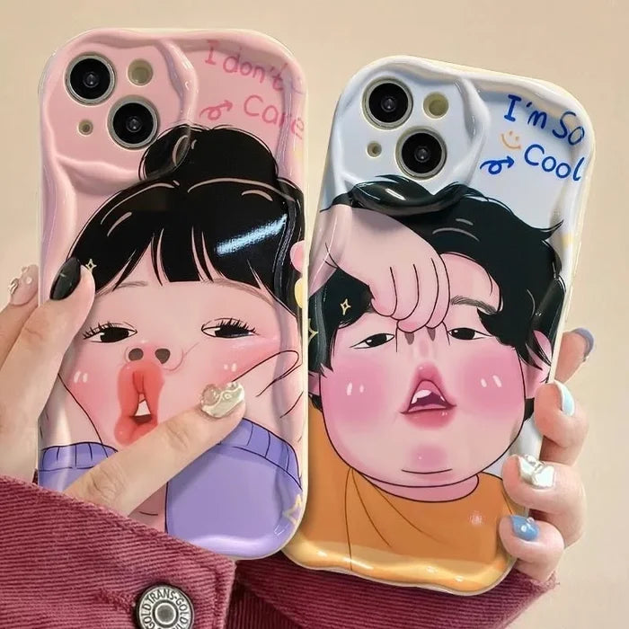 Spoof Girl Boy Nose Picking Wave Phone Case PhoneShells