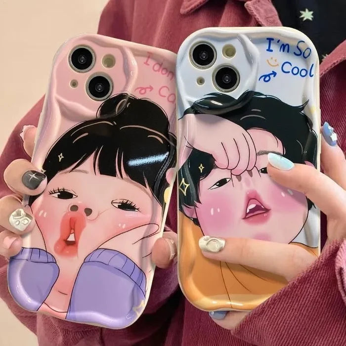 Spoof Girl Boy Nose Picking Wave Phone Case PhoneShells