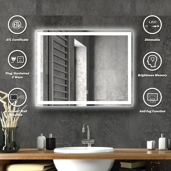 Standard Center Glow LED Bathroom Mirror HAUSVITA