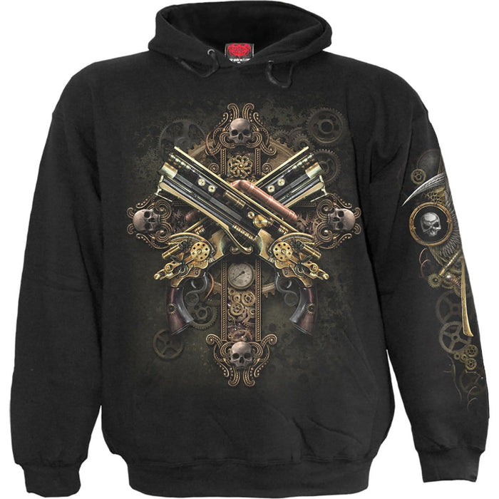 STEAMPUNK SKELETON - Hoody Black Spiral USA