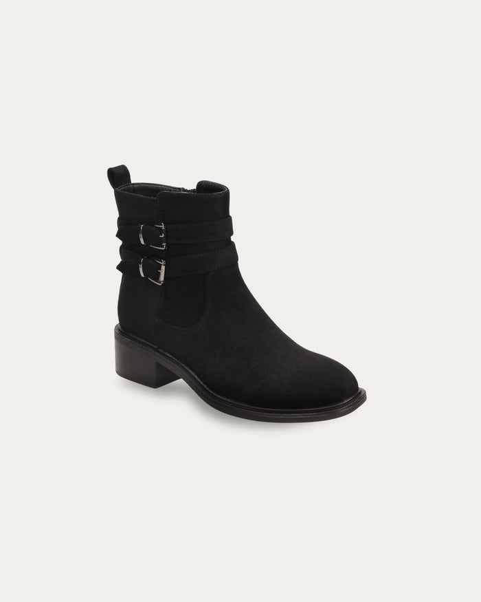 Stivaletto Praga nero - Vegan con zip e fibbie