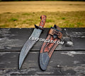 Stormbreaker Damascus Bowie With Custom Leather Pouch cskforged