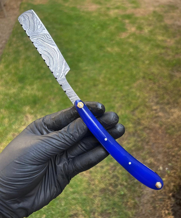 Straight Razor Handmade Damascus Steel Cut Throat Razor Gift For Him cskforged