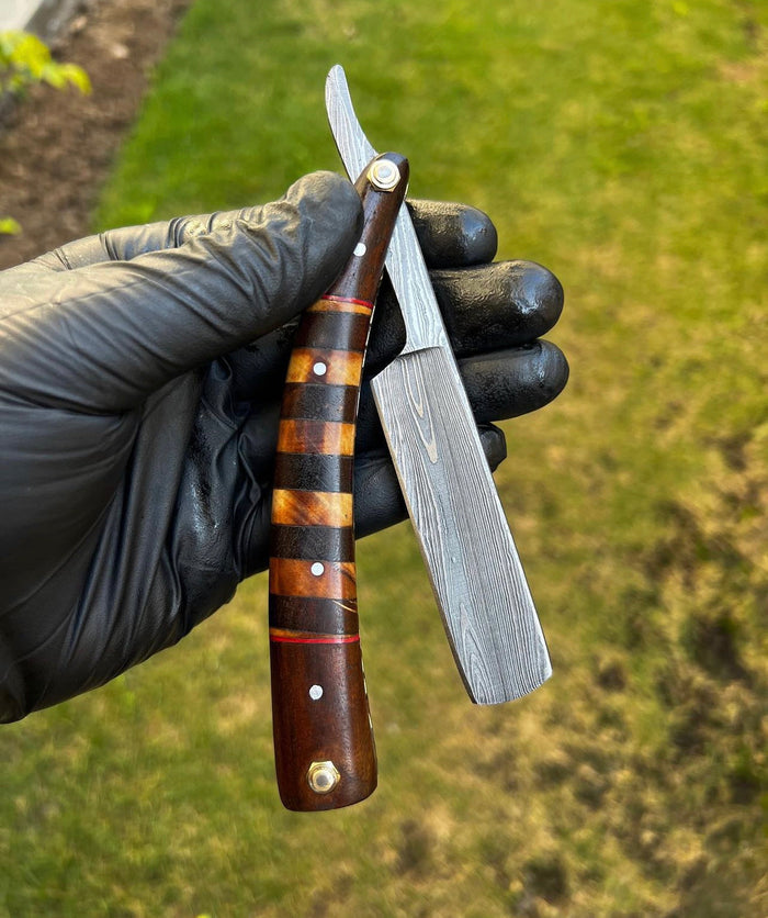 Straight Razor Handmade Damascus Steel Cut Throat Razor Gift For Him cskforged