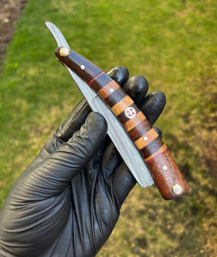 Straight Razor Handmade Damascus Steel Cut Throat Razor Gift For Him cskforged