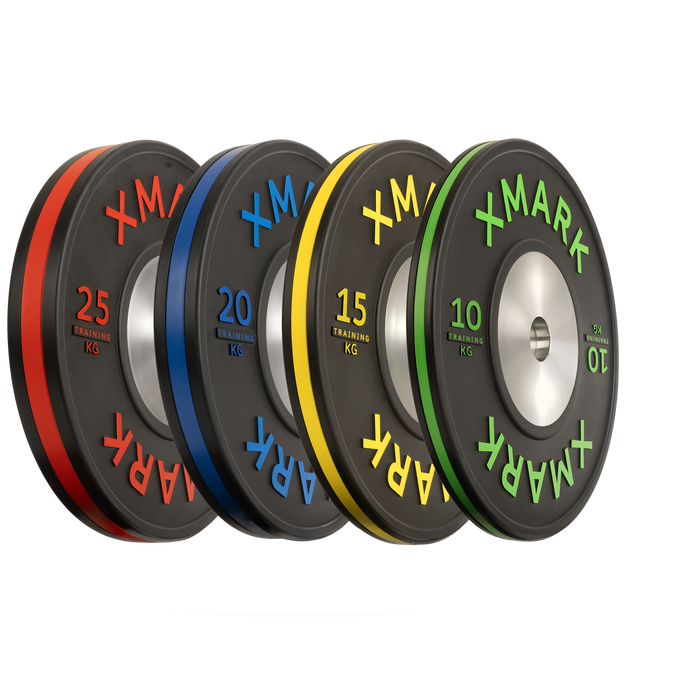 Striped Premium IWF Training Bumper Plates (KG) Pairs and Sets XMARK