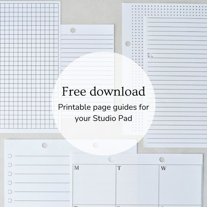 Download free page guides for the Studio Pad refillable, customisable notebook and organiser