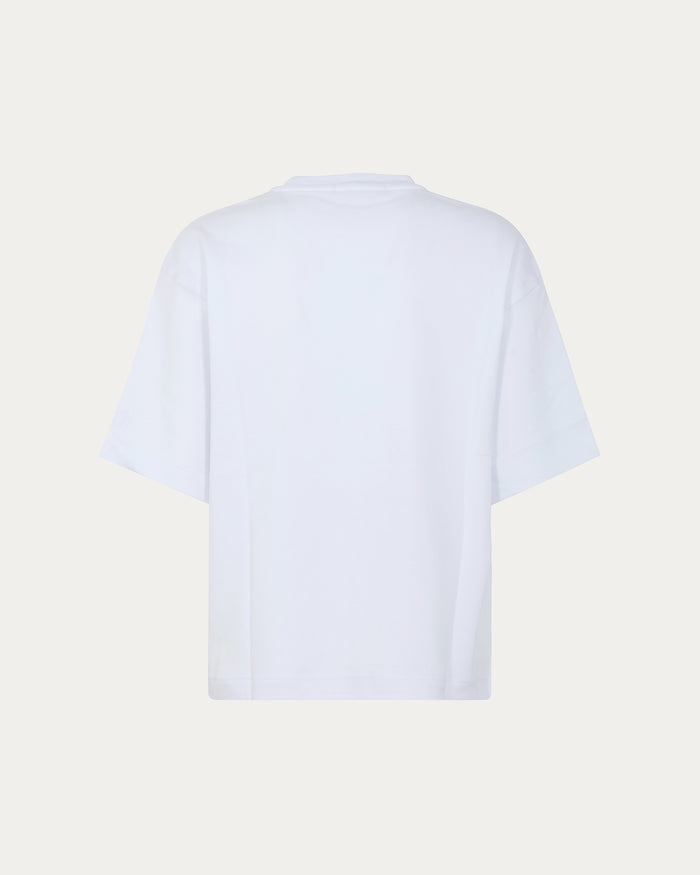 T-shirt bianca con logo e maniche scese
