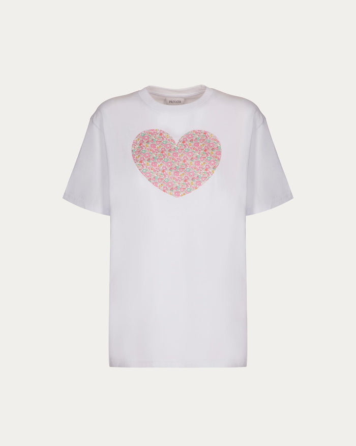 T-shirt con cuore Liberty of London bianca