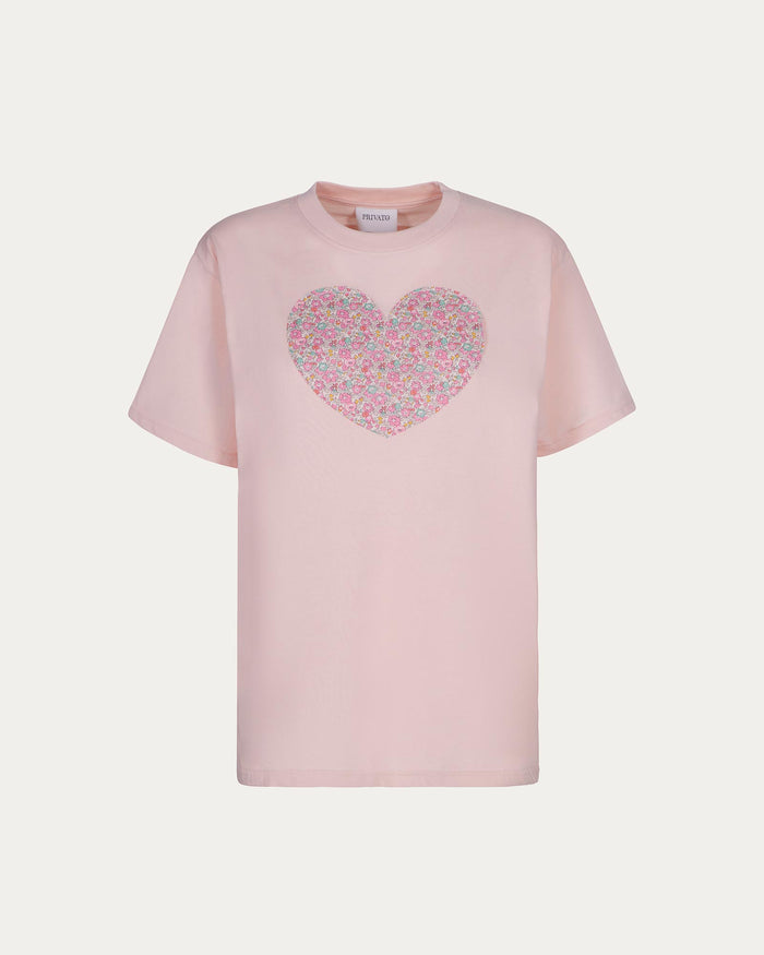 T-shirt con cuore Liberty of London cipria