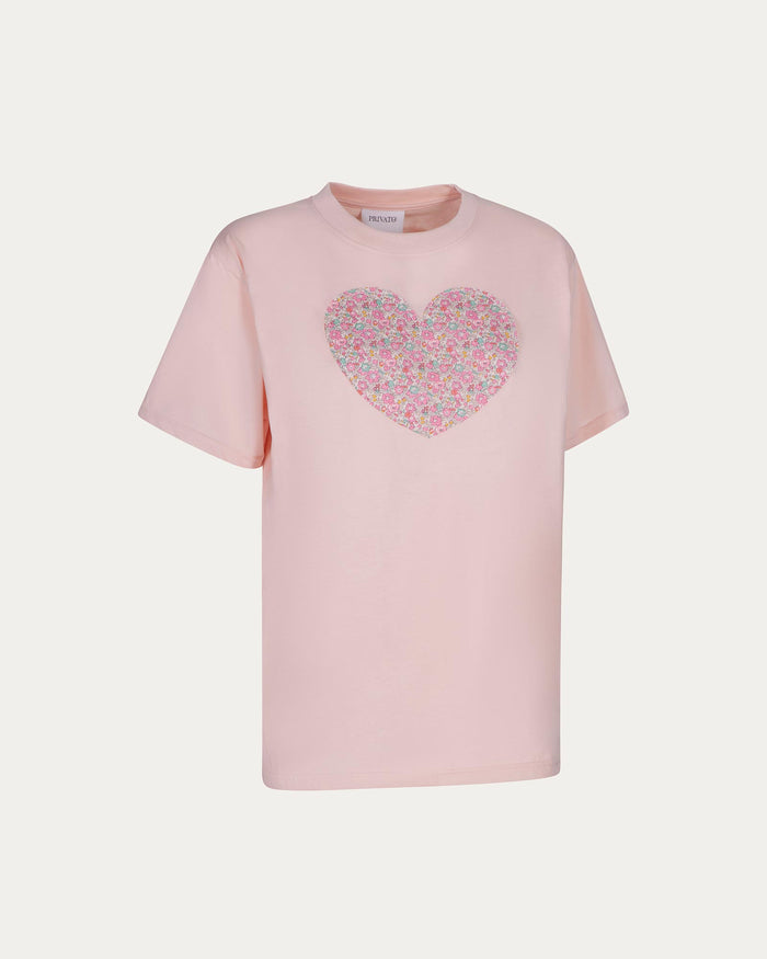 T-shirt con cuore Liberty of London cipria
