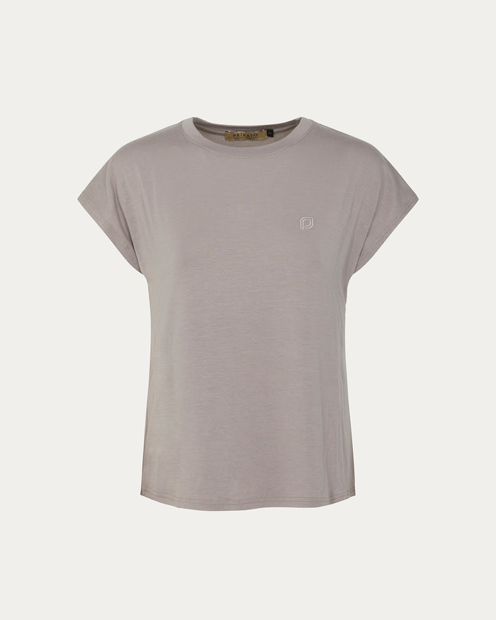 T-shirt donna grigia con logo e maniche corte