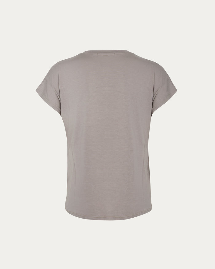 T-shirt donna grigia con logo e maniche corte