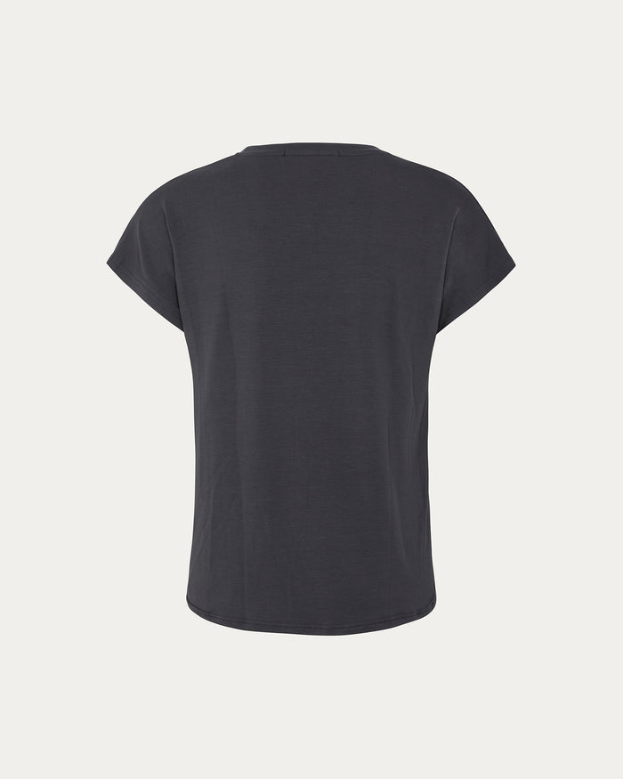 T-shirt donna nera con logo e maniche corte