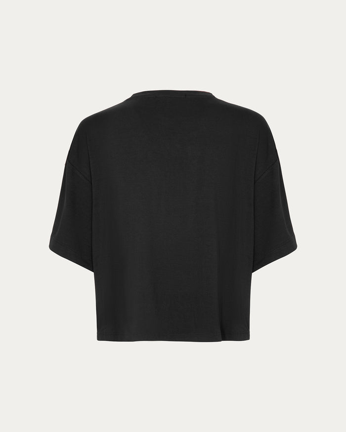 T-shirt donna nero con maniche a 3/4