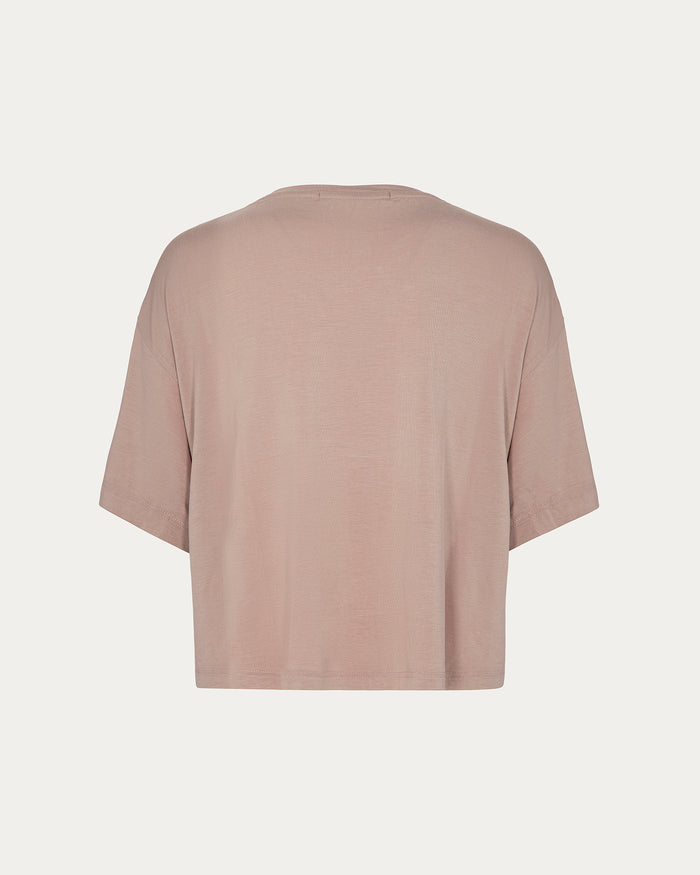 T-shirt donna rosa cipria con maniche a 3/4