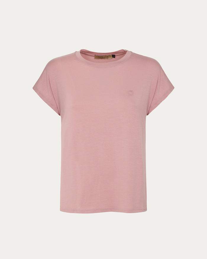 T-shirt donna rosa con logo e maniche corte