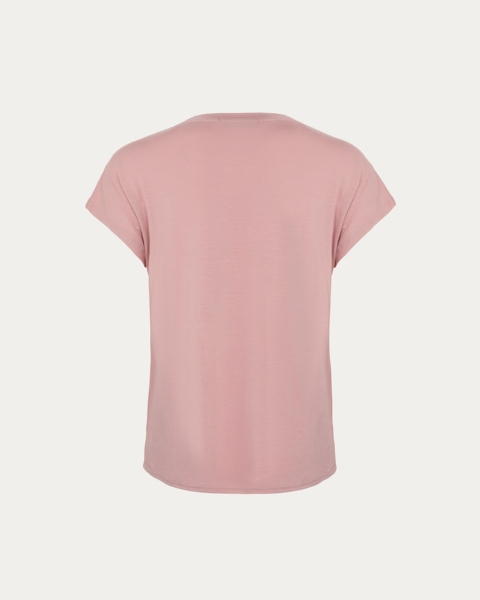 T-shirt donna rosa con logo e maniche corte