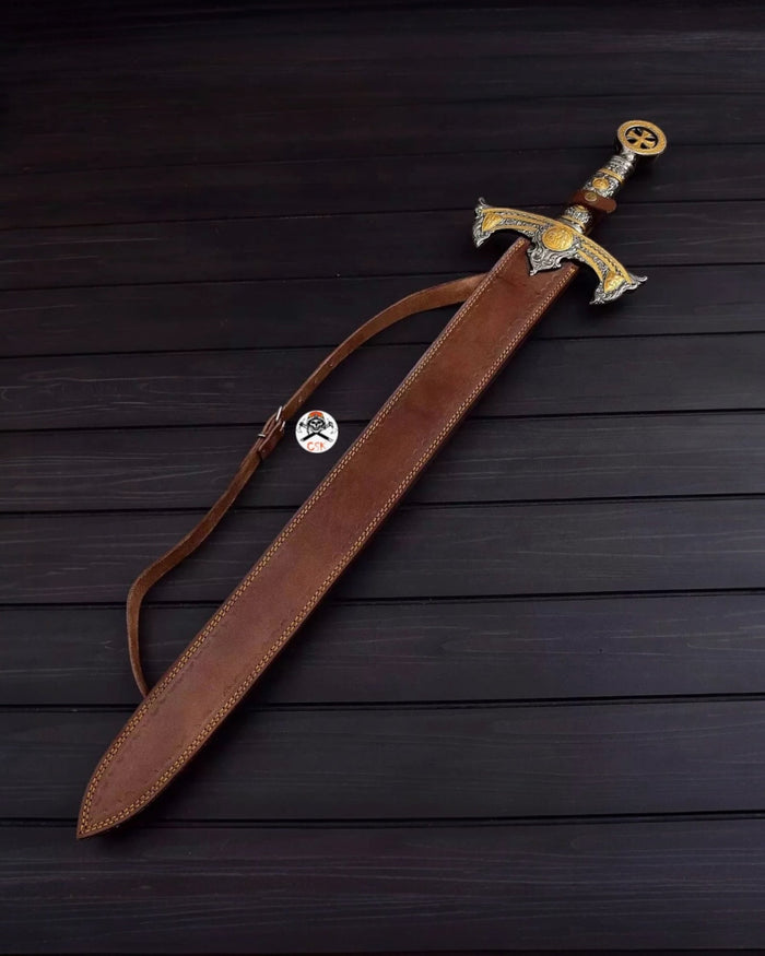 Templar Knights Sword Damascus Steel Crusader Sword Custom Hand Forged Blade cskforged