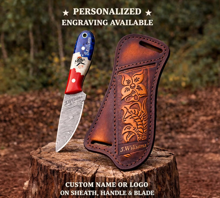 Texas Buckaroo Knife – 3” Damascus Ranch Blade With Pancake Sheath cskforged